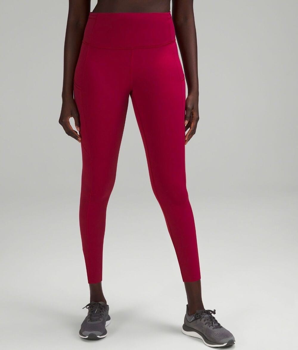 Lululemon Fast Free Nulux 25 Violet Red Pocket Leggings Size 10